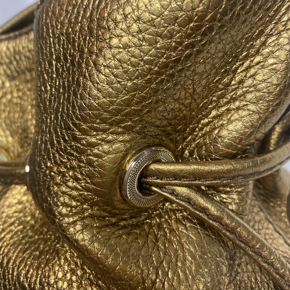SOLD - Like New RARE Color Lancel Paris Leather Bucket Bag in  Gold - Picture 10 of 16